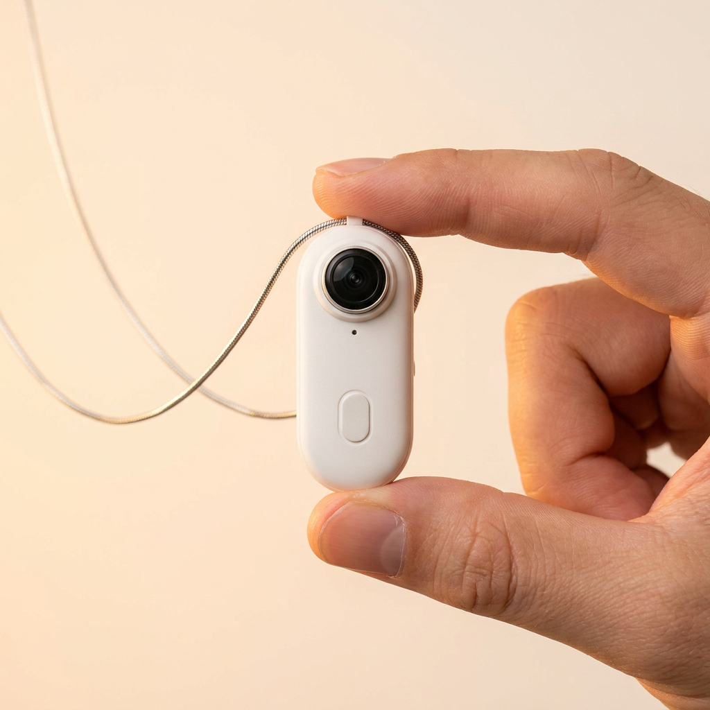 BODYCAMPRO thumb-sized wearable camera shown in hand for scale
